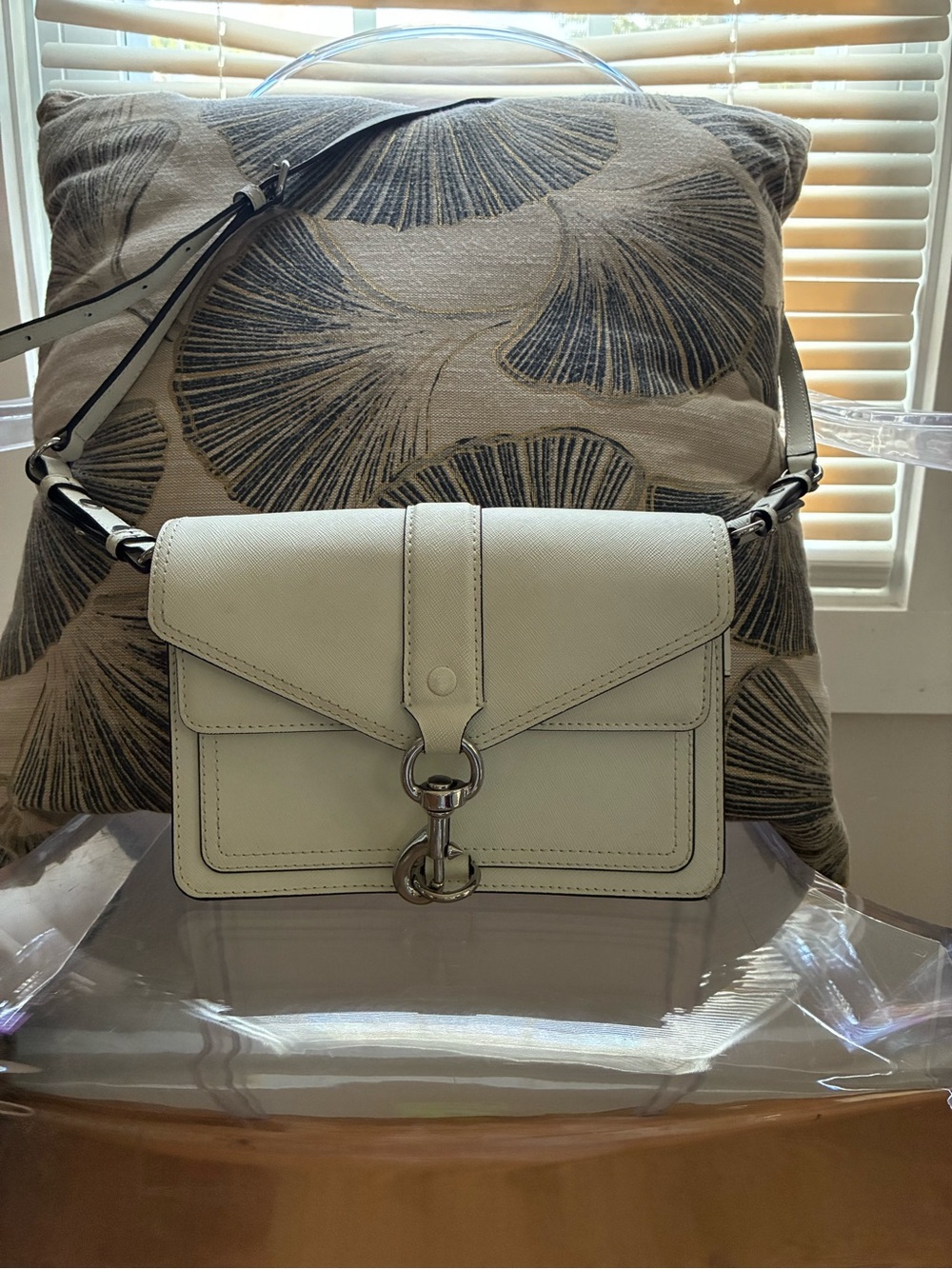 Rebecca Minkoff Cream Leather Crossbody with Silver Hardware